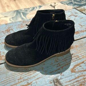 Kate Spade black suede tassel booties size 6